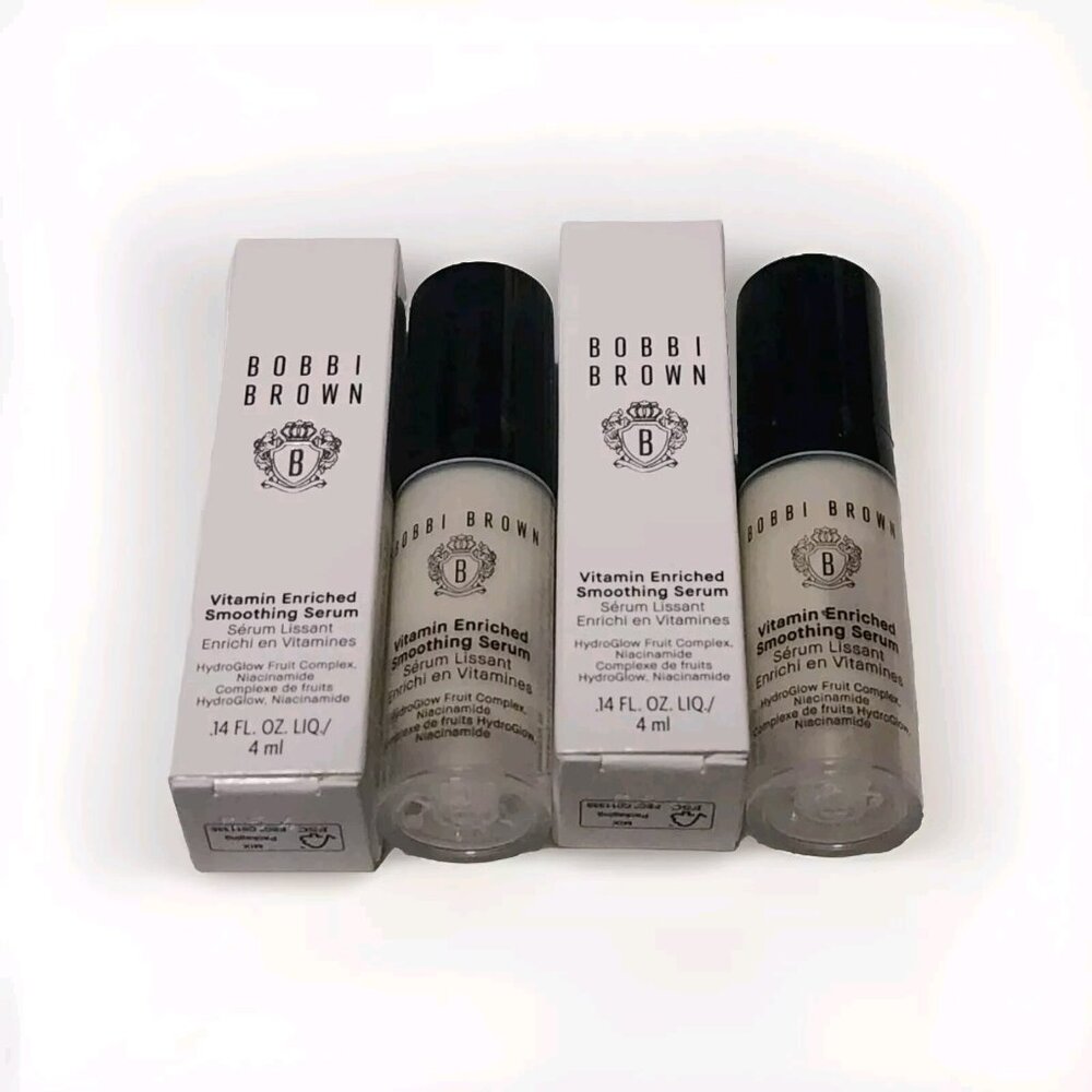 2 Bobbi Brown Vitamin Enriched Smoothing Serum Hydroglow Fruit Complex .14 Oz Ea